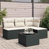 vidaXL 5 Piece Garden Sofa Set with Cushions Black Poly Rattan