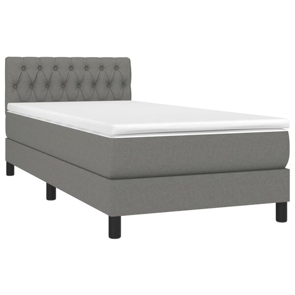 vidaXL Box Spring Bed with Mattress Dark Grey 100x200 cm Fabric