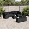 vidaXL 10 Piece Garden Sofa Set with Cushions Black Poly Rattan