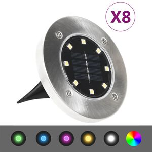 vidaXL Solar Ground Light | Set of 8 | Multicolour with stainless steel | PP