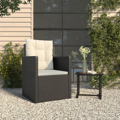 vidaXL Garden Armchair with Cushions Black Poly Rattan