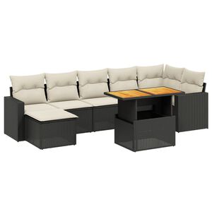 vidaXL 8 Piece Garden Sofa Set with Cushions Black Poly Rattan