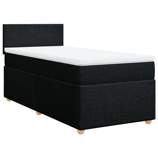vidaXL Box Spring Bed with Mattress Black King Single Fabric