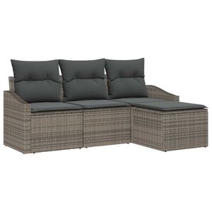 vidaXL Sofa Set with Cushion 4 pcs Grey Poly Rattan