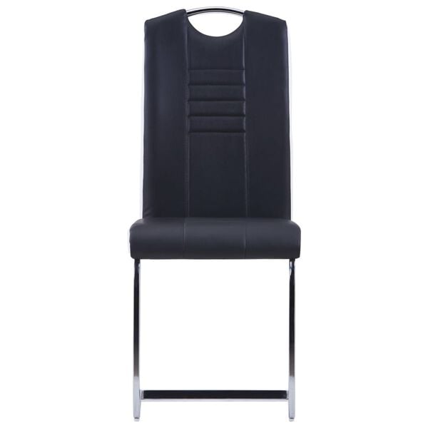 vidaXL Cantilever Dining Chairs 4 pcs Black Faux Leather