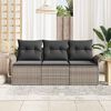 vidaXL Sofa Set with Cushion 3 pcs Grey Poly Rattan