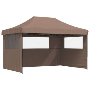 vidaXL Foldable Party Tent Pop-Up with 3 Sidewalls Brown