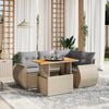vidaXL 5 Piece Garden Sofa Set with Cushions Beige Poly Rattan