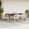 vidaXL 7 Piece Garden Dining Set with Cushions Brown Poly Rattan Glass