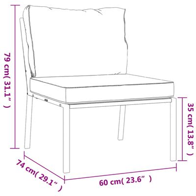 vidaXL Garden Chairs with Grey Cushions 2 pcs 60x74x79 cm Steel