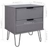 vidaXL Bedside Cabinet Grey 45x39.5x57 cm Solid Pine Wood