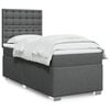 vidaXL Box Spring Bed with Mattress Dark Grey King Single Fabric