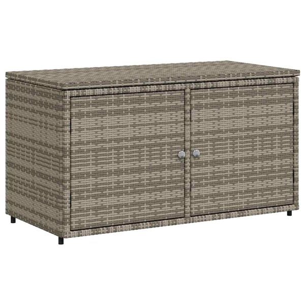 vidaXL Garden Storage Cabinet Grey 110x55x60.5 cm Poly Rattan