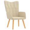 vidaXL Relaxing Chair with a Stool Cream Fabric