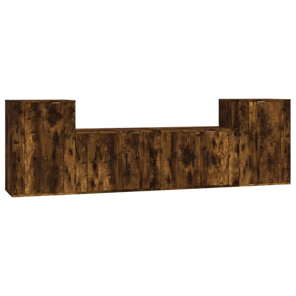 vidaXL 4 Piece TV Cabinet Set Smoked Oak Engineered Wood