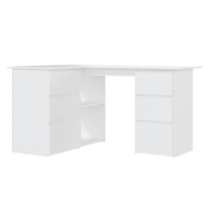 vidaXL Corner Desk | White | Engineered wood | Large | Corner Desk | Other