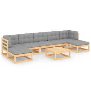 vidaXL 8 Piece Garden Lounge Set with Cushions Solid Pinewood
