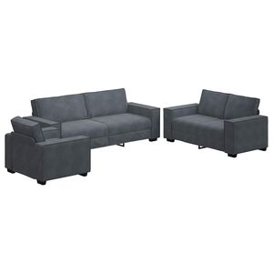 vidaXL 3 Piece Sofa Set with Cushions Dark Grey Velvet