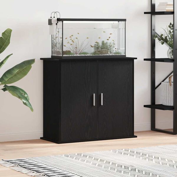 vidaXL Aquarium Stand Black Oak 81x36x73 cm Engineered Wood