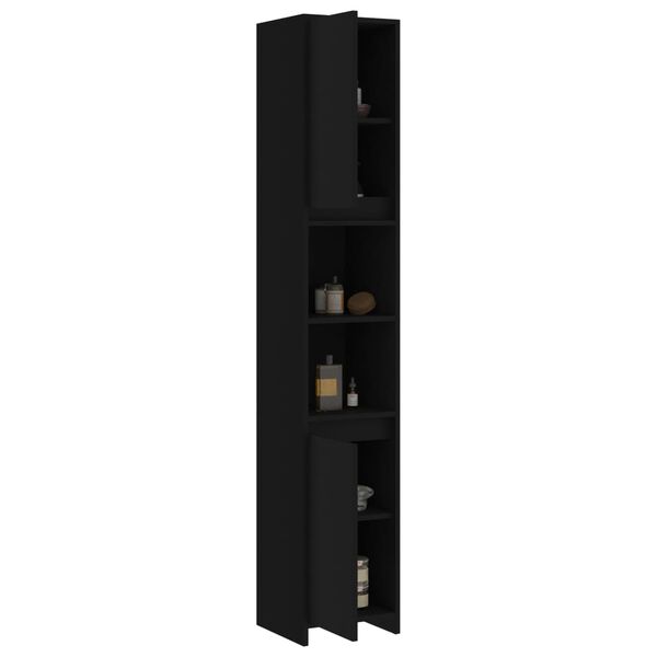 vidaXL Bathroom Cabinet Black 30x30x183.5 cm Engineered Wood
