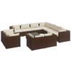 vidaXL 12 Piece Garden Lounge Set with Cushions Brown Poly Rattan