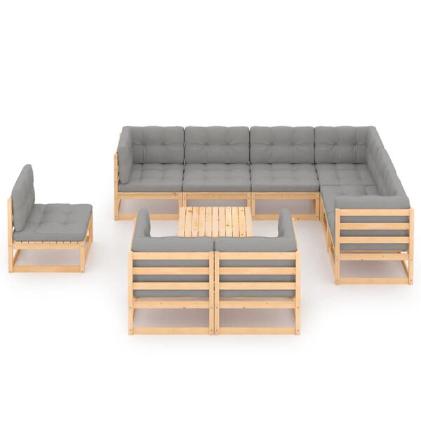 vidaXL 10 Piece Garden Lounge Set with Cushions Solid Pinewood