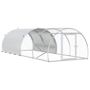 vidaXL Chicken Coop Silver 400 x 150 x 100 cm Galvanised Steel