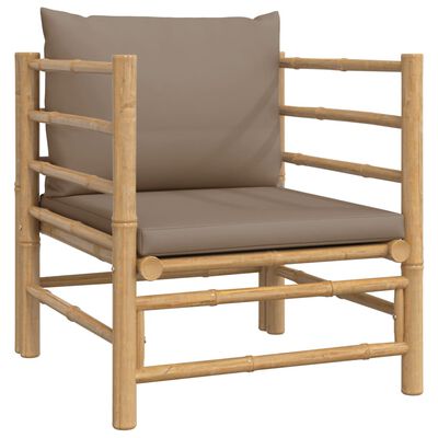 vidaXL 7 Piece Garden Lounge Set with Taupe Cushions Bamboo