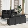 vidaXL Garden Sofa Set 7 pcs Black Poly Rattan and Steel and Glass