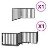 vidaXL Dog Gate with Door Foldable 6 Panels Black 480 cm Poplar Wood