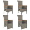 vidaXL 5 Piece Garden Dining Set with Cushions Grey Poly Rattan