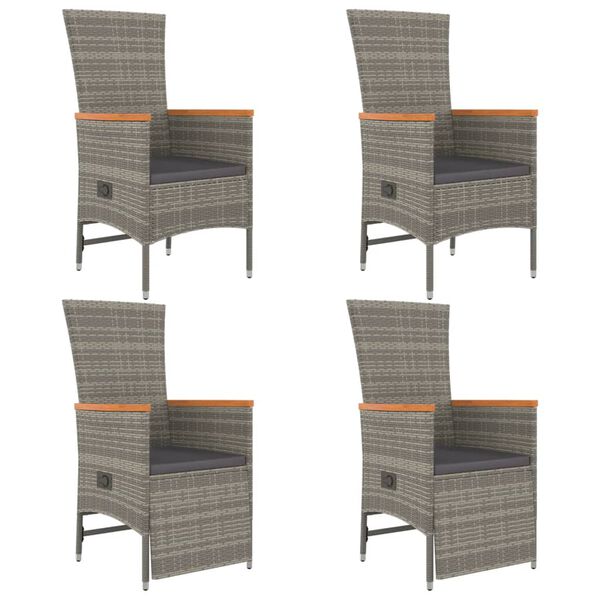 vidaXL 5 Piece Garden Dining Set with Cushions Grey Poly Rattan
