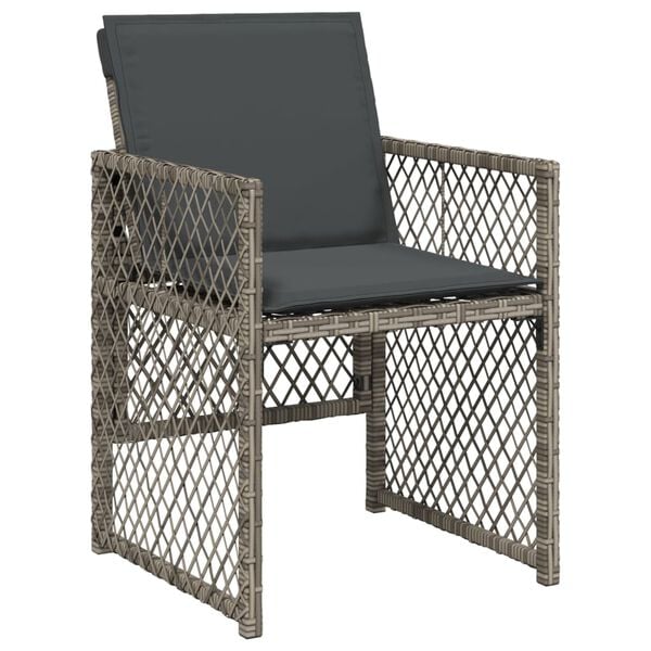 vidaXL 9 Piece Garden Dining Set with Cushions Grey Poly Rattan