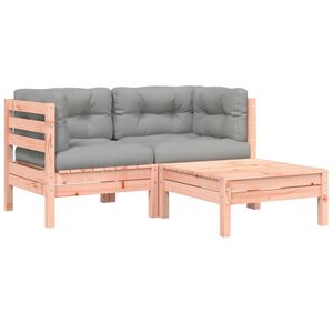 vidaXL Garden Sofa with Cushions and Footstool 2-Seater