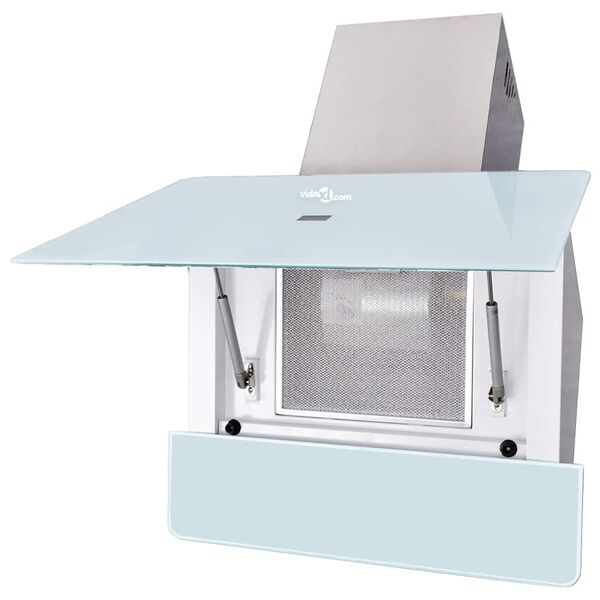 vidaXL Range Hood Tempered Glass White 600 mm