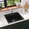 vidaXL Granite Kitchen Sink Single Basin Black