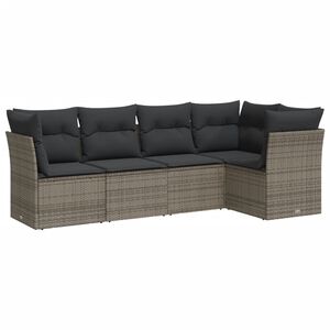 vidaXL 5 Piece Garden Sofa Set with Cushions Grey Poly Rattan