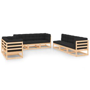 vidaXL 8 Piece Garden Lounge Set with Cushions Solid Wood Pine