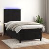 vidaXL Box Spring Bed with Mattress&LED Black 106x203 cm King Single Size Velvet