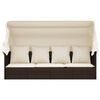 vidaXL Outdoor Lounge Bed with Roof and Cushions Brown Poly Rattan