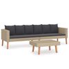 vidaXL 2 Piece Garden Lounge Set with Cushions Poly Rattan Beige