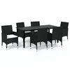 vidaXL 7 Piece Garden Dining Set with Cushions Poly Rattan Black