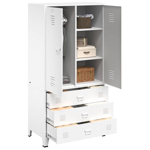 vidaXL Industrial Wardrobe White 90x50x180 cm Metal