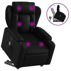 vidaXL Stand up Massage Recliner Chair Black Faux Leather