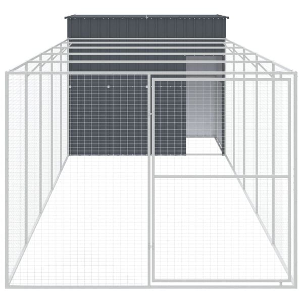 vidaXL Dog House with Run Anthracite 214x661x181 cm Galvanised Steel