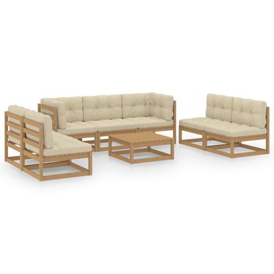vidaXL 8 Piece Garden Lounge Set with Cushions Solid Wood Pine | vidaXL.com.au