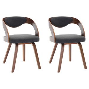 vidaXL Dining Chairs 2 pcs Dark Grey Bent Wood and Fabric