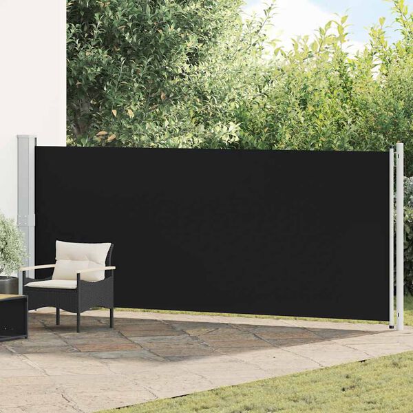 vidaXL Patio Retractable Side Awning 600x160 cm Black