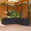 vidaXL 5 Piece Garden Lounge Set with Cushions Poly Rattan Black