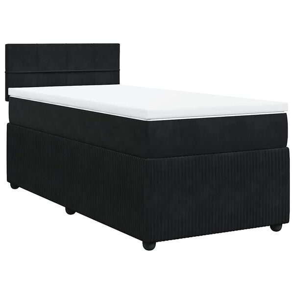 vidaXL Box Spring Bed with Mattress Black King Single Velvet